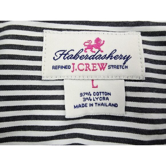 J. Crew Haberdashery Size Large Womens Black White Strip Long Sleeve Shirt - Picture 4 of 9